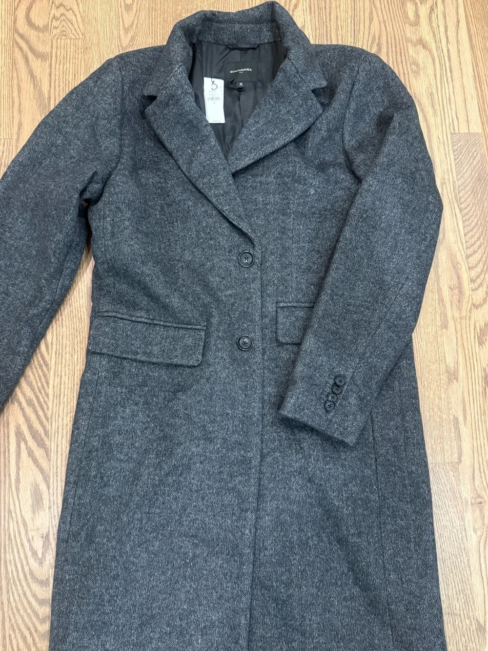 Banana Republic Dark Gray Wool Blend Single-Breasted Trench Coat